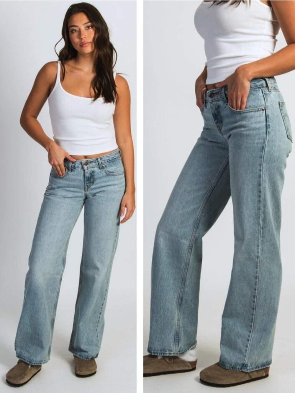 LEVI'S Premium Low Loose Wide Straight Leg Jean In That's Fashion Blue Size 27